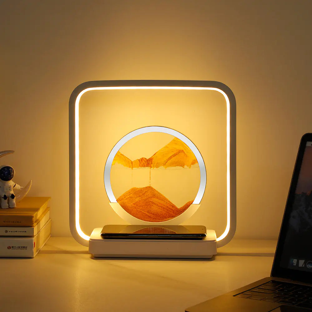 Wireless Charging Sand Art Night Light for Desktop