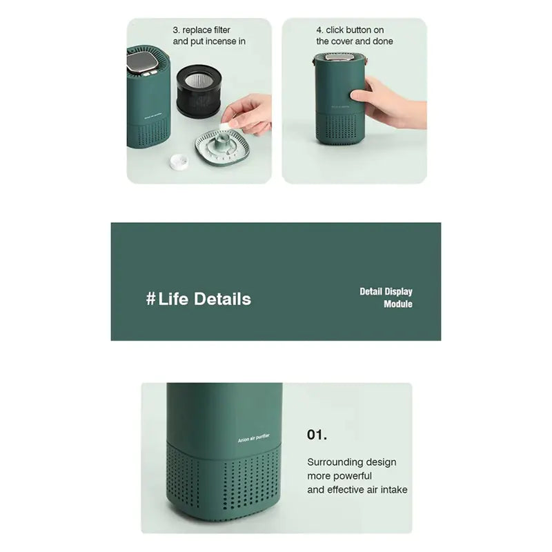 Portable Desktop Air Purifier H13 - 2000mAh