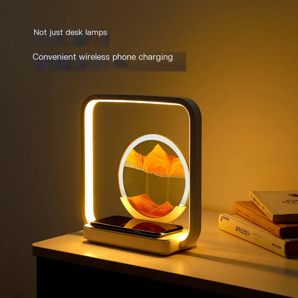 Wireless Charging Sand Art Night Light for Desktop