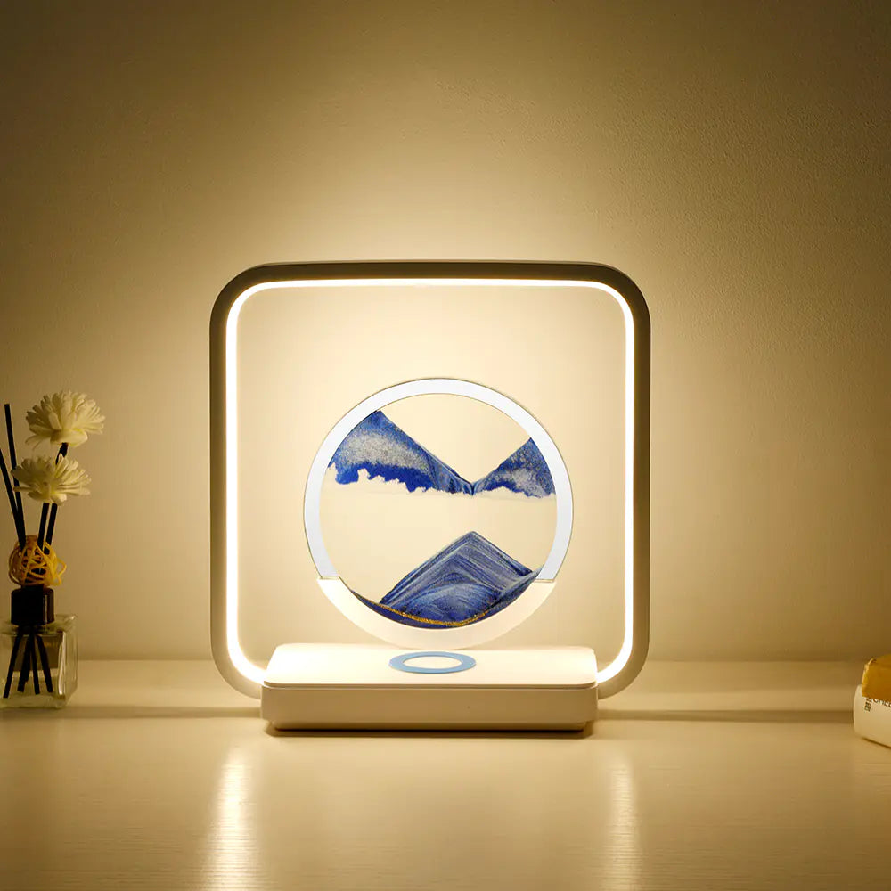 Wireless Charging Sand Art Night Light for Desktop