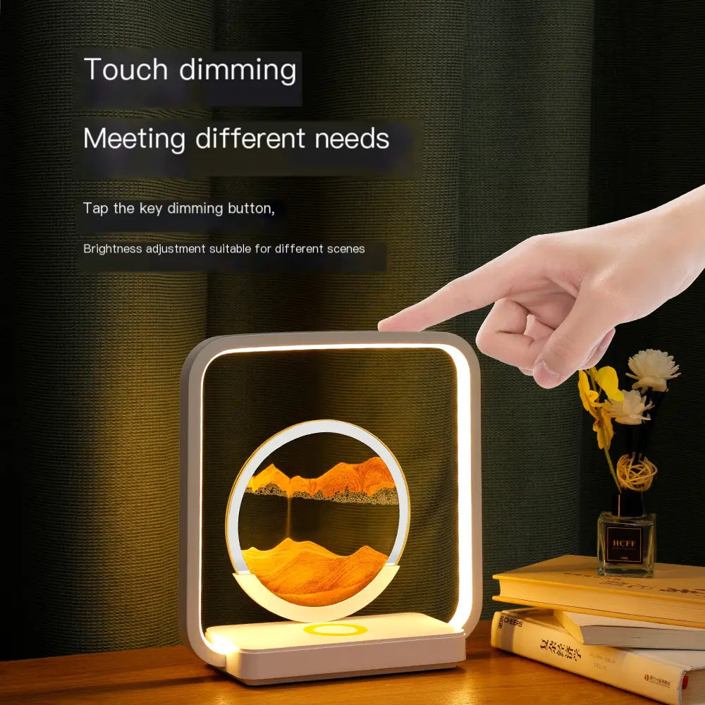 Wireless Charging Sand Art Night Light for Desktop